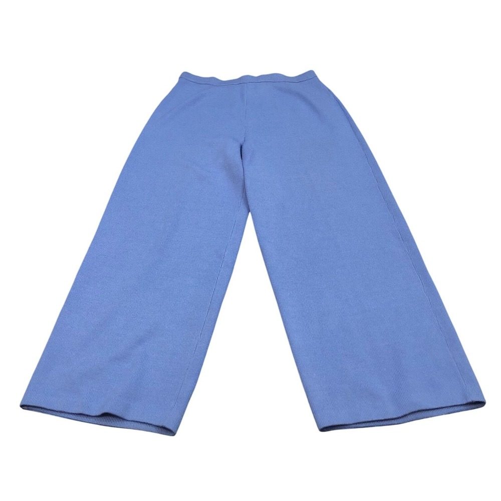St. John Evening Pants Womens 16 Blue Purple Santana Knit Wide Leg High Rise